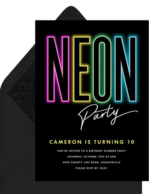 Neon Invitation Template Free